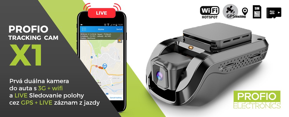 Autokamera mit LIVE-GPS + LIVE-Kamera-Streaming - PROFIO X1