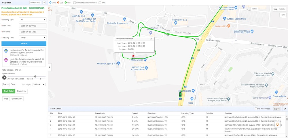 Geo-Zaun-Funktions-App für GPS-Tracking-Kamera