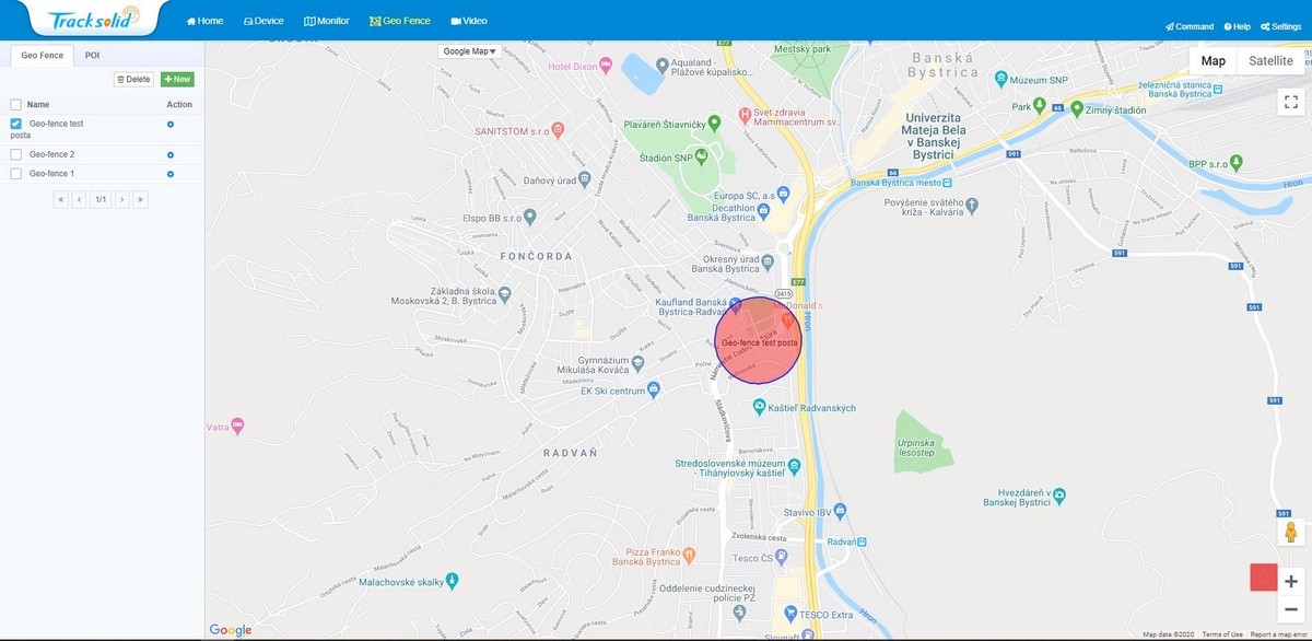 tracksolid - Geofence-Funktion